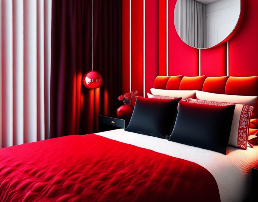 Yatak Odanıza Kırmızı Renk Ekleme Fikirleri