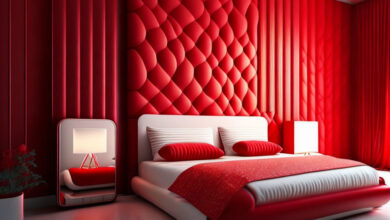 yatak odası Kırmızı Duvar Dekorasyonu