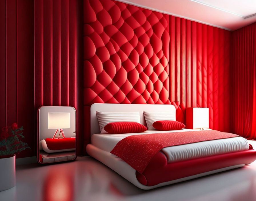 Rote Wanddekoration für das Schlafzimmer