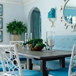 Yemek odası dekorasyonunda mavi