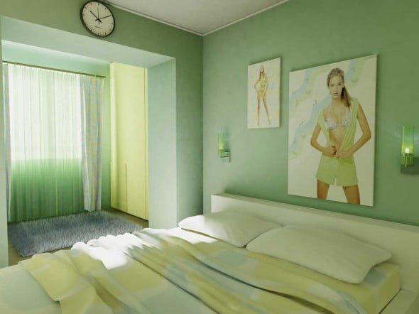 Yeşil Beyaz Yatak Odası (1)