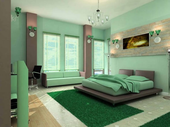 Yeşil Beyaz Yatak Odası (11)