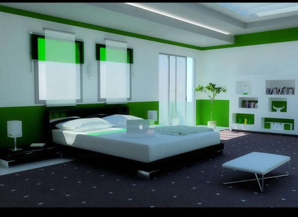 Yeşil Beyaz Yatak Odası (19)