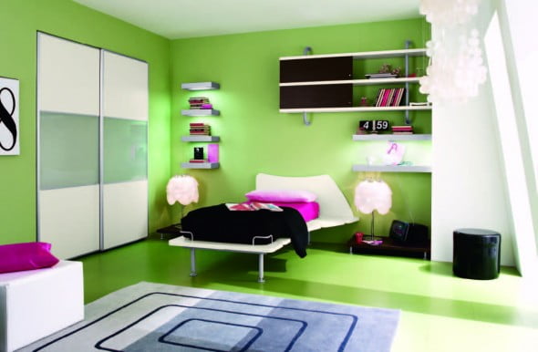 Yeşil Beyaz Yatak Odası (6)