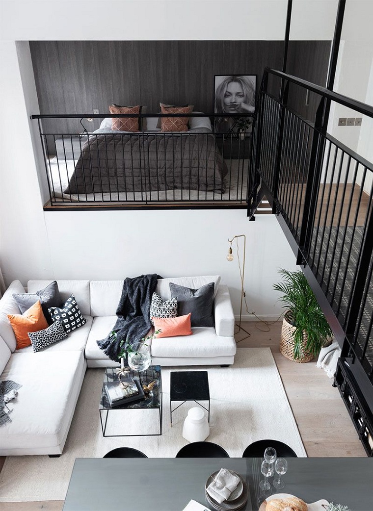 Dekorasyon-loft-küçük-yatak-oturma odası