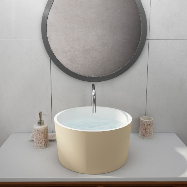 Krem renginde modern tasarım lavabo NoxPlus