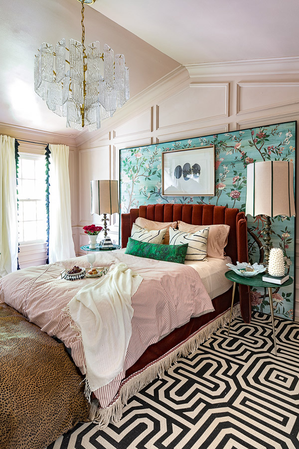 Neşeli ve güzel tasarımcı çift kişilik yatak odası