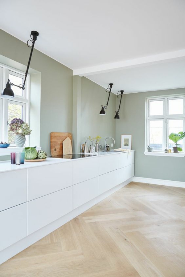 beyaz mutfak hangi duvar rengi büyük mutfak fikirleri oluşturuyor yeşil duvarlar