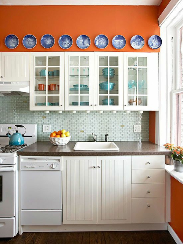 beyaz mutfak hangi duvar rengi turuncu duvarlar taze mutfak tasarımı