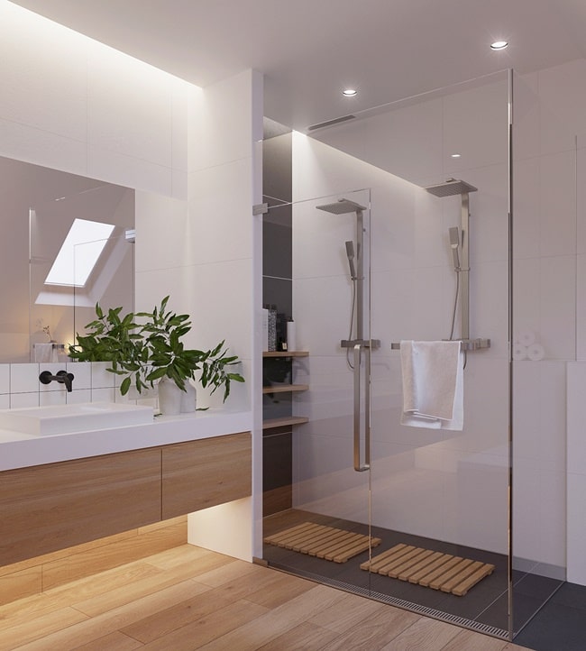 Banheiro moderno com box de chuveiro