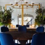 mavi sandalyeli yemek odası