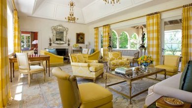 Sarı perdeler - oturma odası, mutfak ve yatak odası