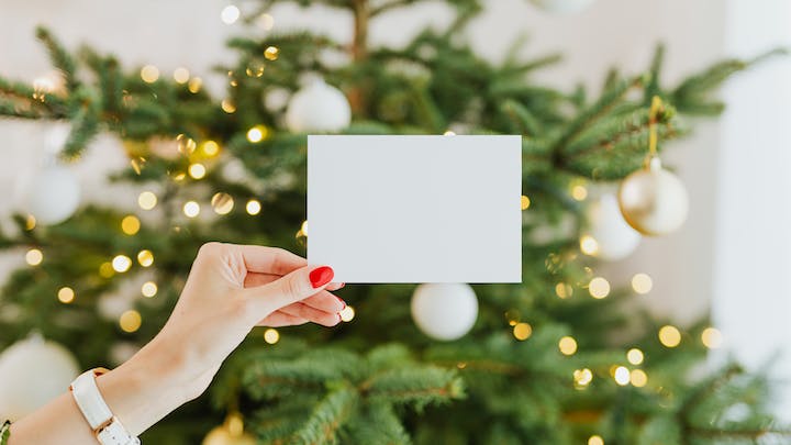 Noel kartı ve ağaç