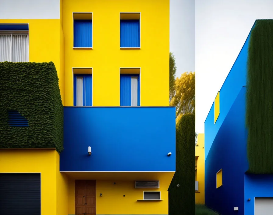 maison avec extérieur jaune et bleu