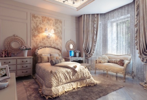 güzel yatak odası dekorasyonları 8 600x411 Şık ve romantik yatak odası tasarımları