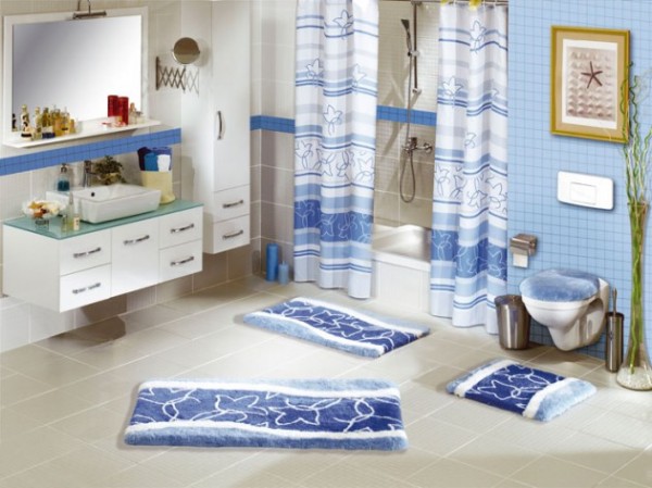 mavi banyo dekorasyonları 600x449 Mavi renkli banyo dekorasyonları