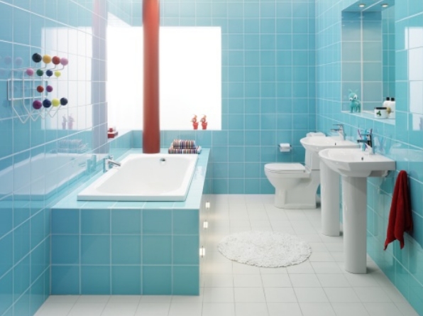 mavi banyo dekorasyonları 4 Mavi renkli banyo dekorasyonları